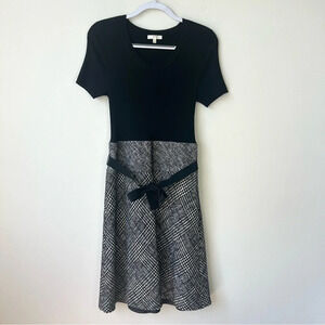 Paule Ka Mixed Media Wool Tweed Knee Length Dress